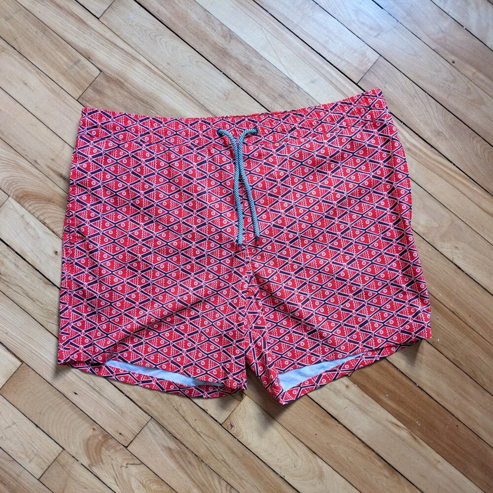 Patterned board shorts